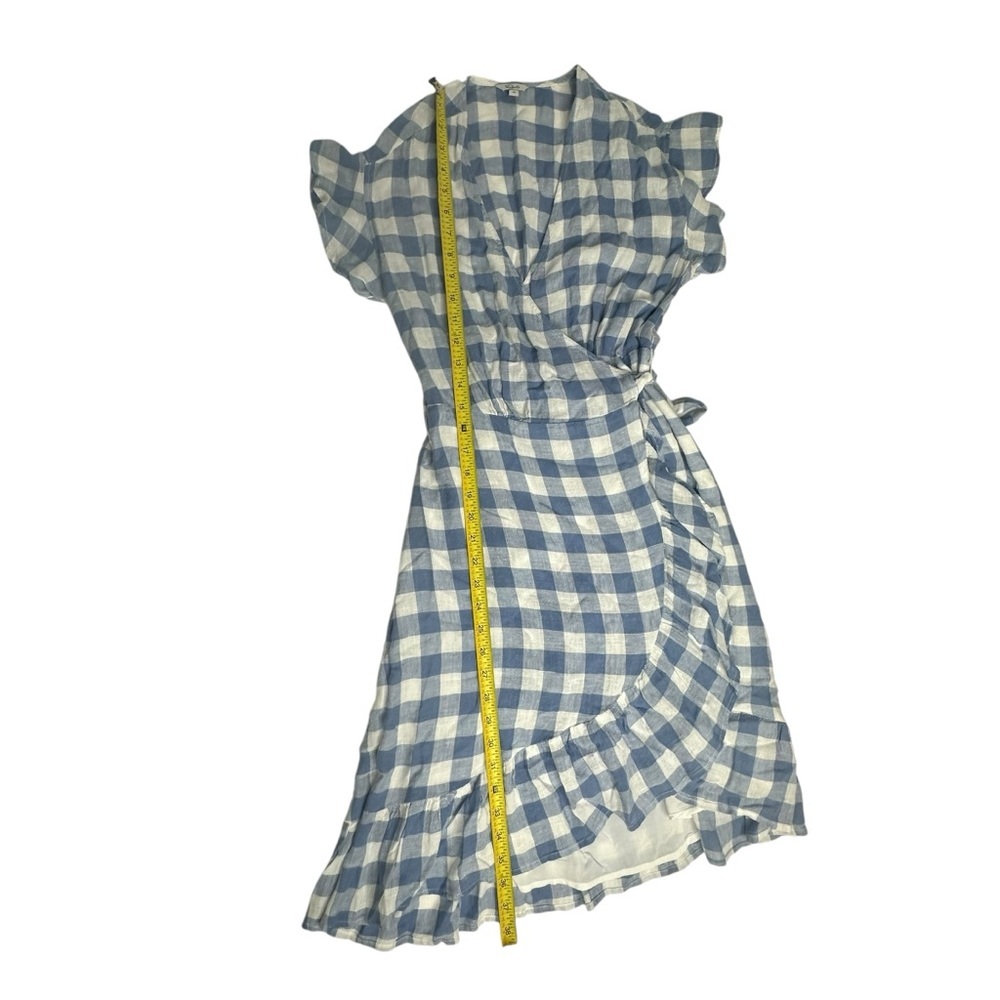 Rails Brigitte Blue/White Check Plaid Ruffle Wrap Dress xs - Picture 8 of 11